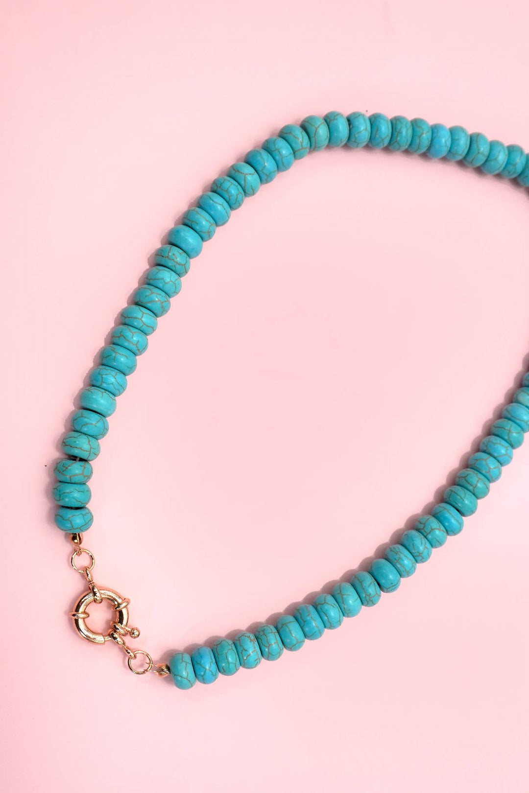 NATURAL STONE CHARM  SPRING CLASP BEADED NECKLACE | 40NK9461