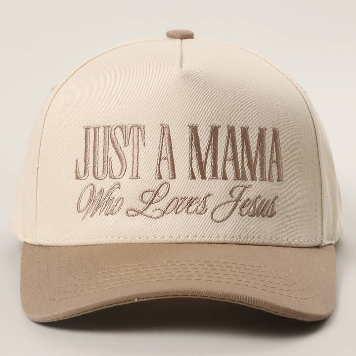 JUST A MAMA WHO LOVES JESUS Embroidery Two-Tone Trucker Hat