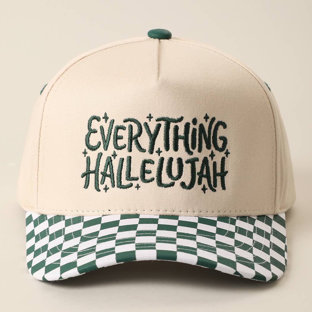 EVERYTHING HALLELUJAH Embroidered Checker Brim Trucker Hat