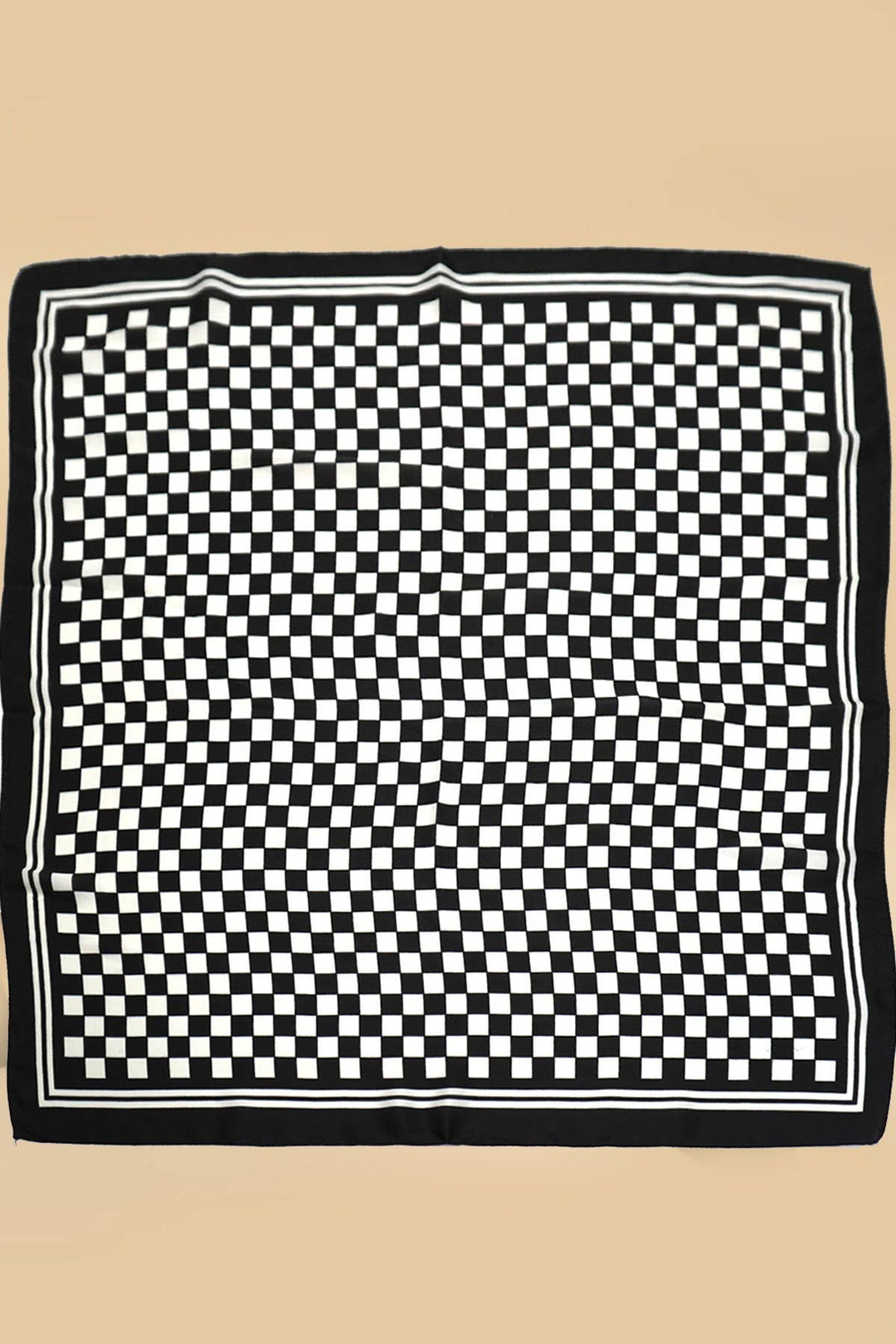 LARGE CHECKER PRINT SILKY FEEL BANDANA SCARF | 40SC692