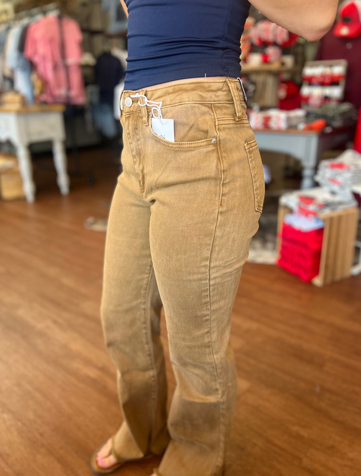 Ashley Acid Wash Frayed Cutoff Bootcut Pants