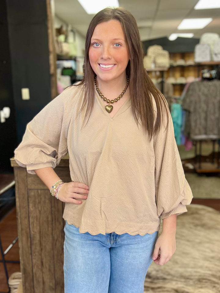 Hazel 3/4 Sleeve V-Neck Top