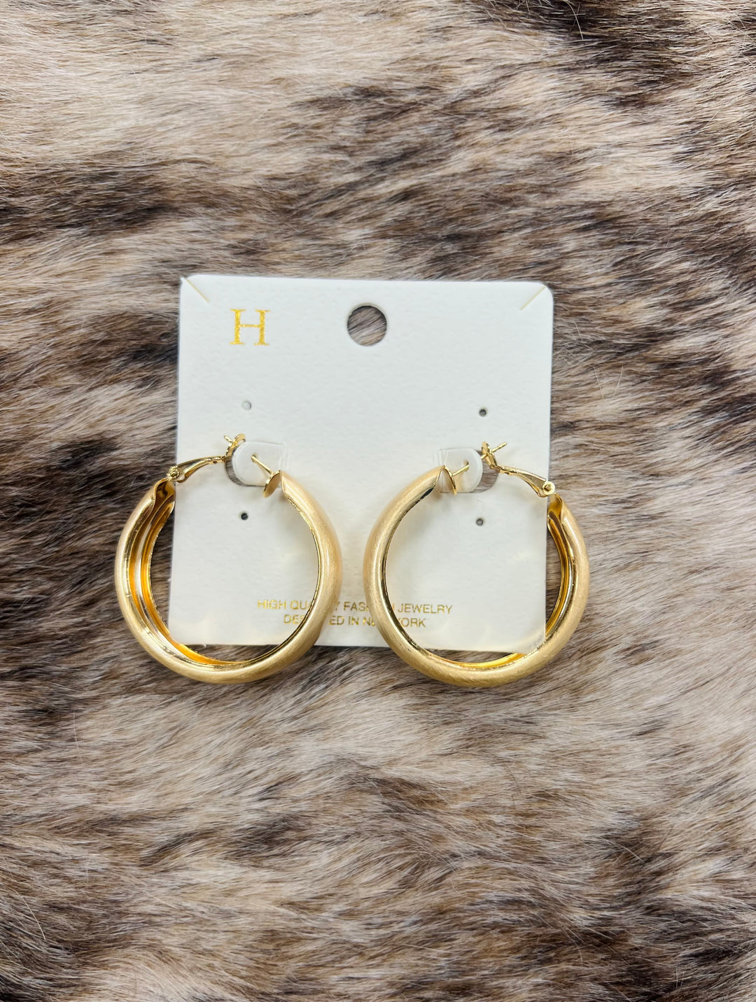 Brass Hoops - Matte Gold