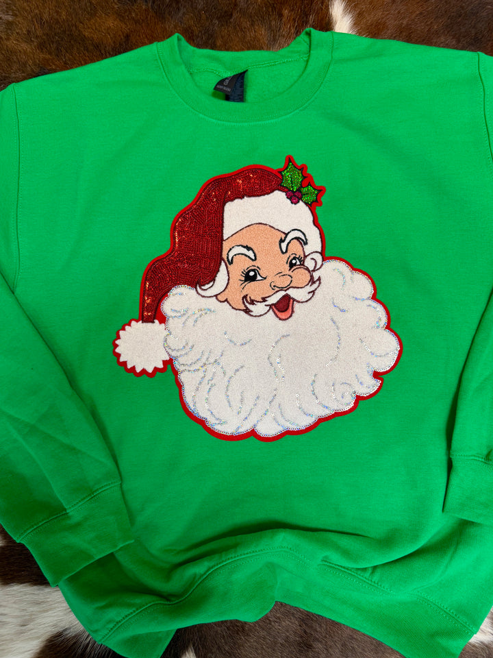 Red Chenille Patch Santa Sweatshirt