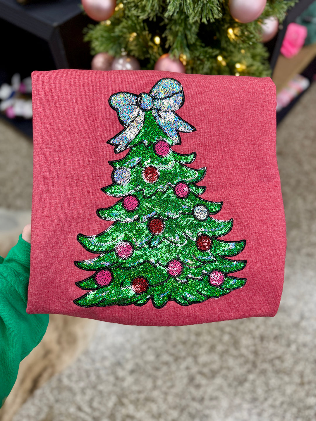 Red Tree Sequin Patch Sweatshirt