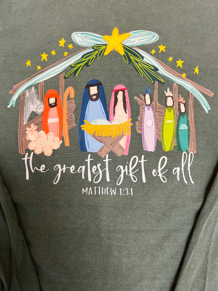 Greatest Gift Nativity LS Comfort Color Tee