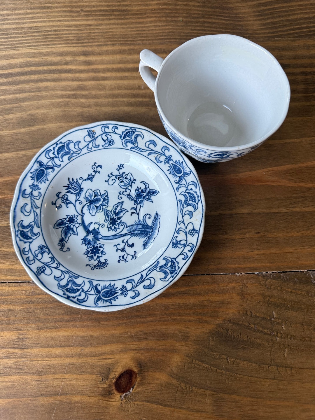 Vintage Double Phoenix Ironstone Cup and Saucer Ming Tree