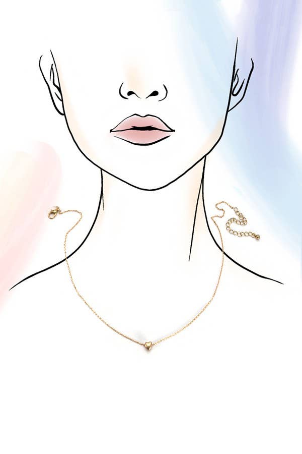 MINI DELICATE PUFFY HEART CHAIN NECKLACE