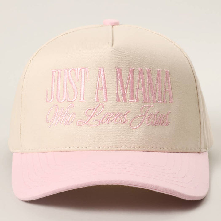 JUST A MAMA WHO LOVES JESUS Embroidery Two-Tone Trucker Hat