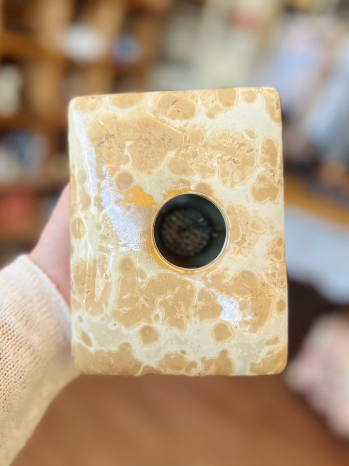 Vintage Marble Vase With Flower Frog