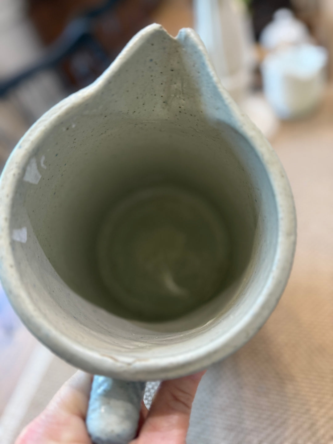 Antique Salt Glaze Pitcher Blue And White Stoneware