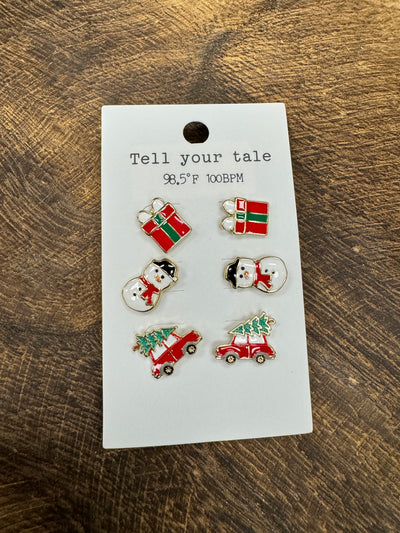 Christmas Snowman Stud Set Earrings