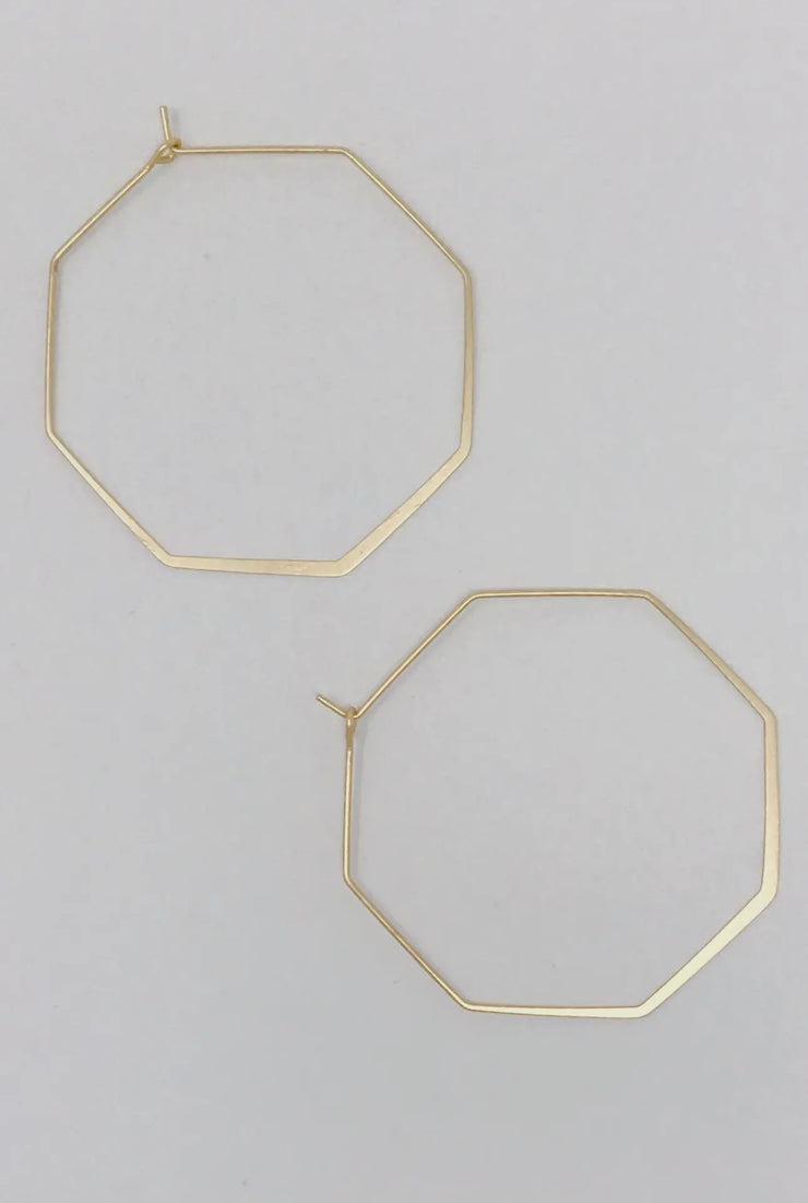 Smaller Stylish Octagon Wire Hoop Earrings