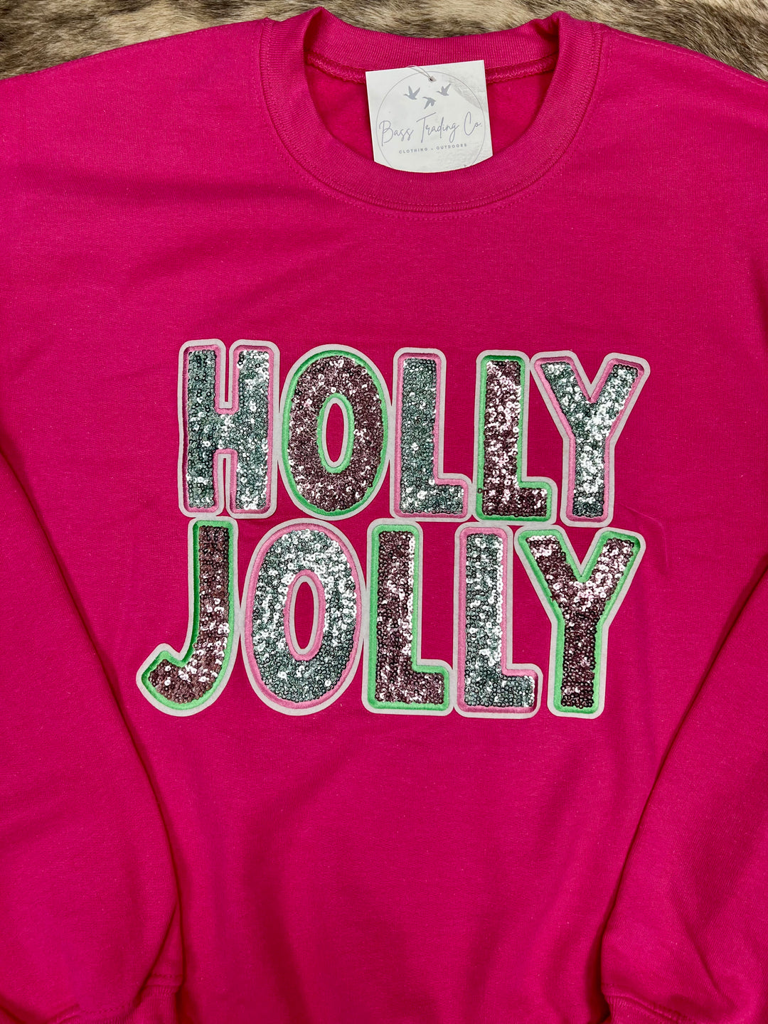 Sequin Holly Jolly Patch Sweatshirt