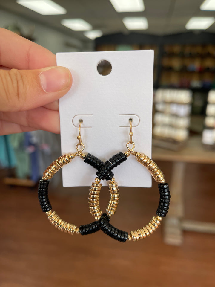 College Color Bead Circle Earrings