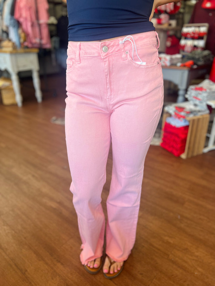 Ashley Acid Wash Frayed Cutoff Bootcut Pants