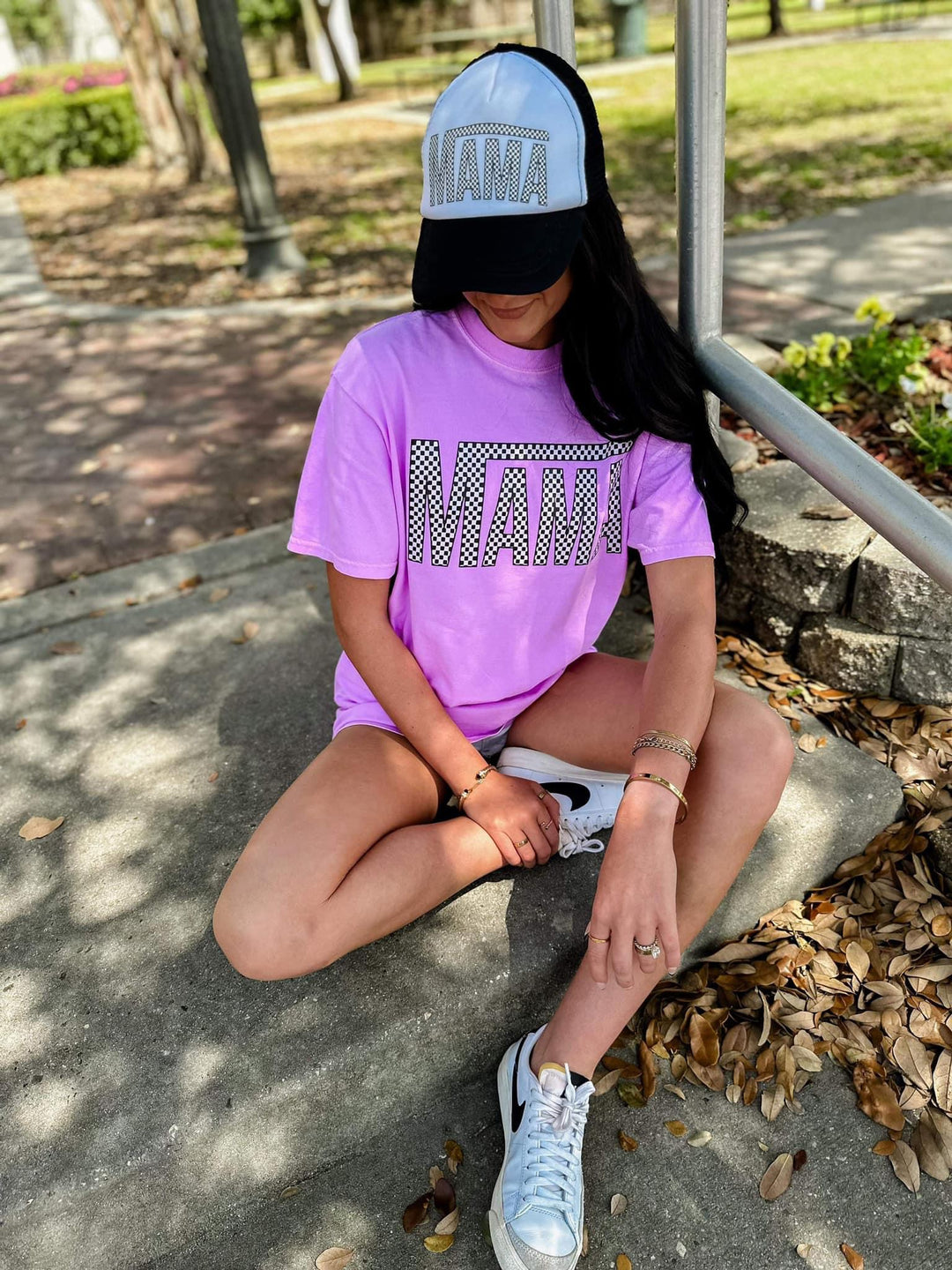 Neon Violet Mama Checkered CC Tee