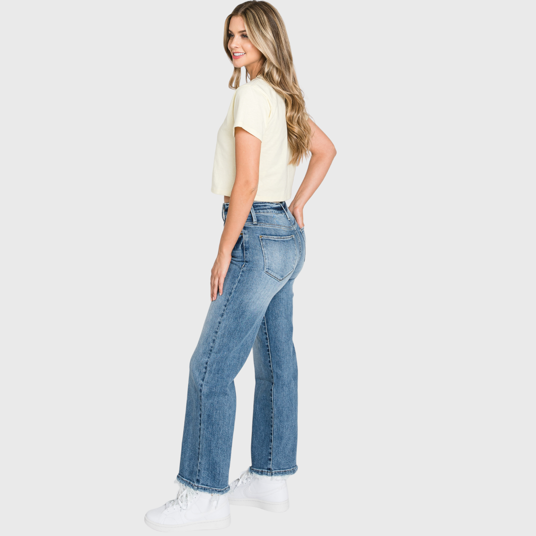 PETRA SUPER HIGH RISE STRETCH SLIM STRAIGHT JEANS