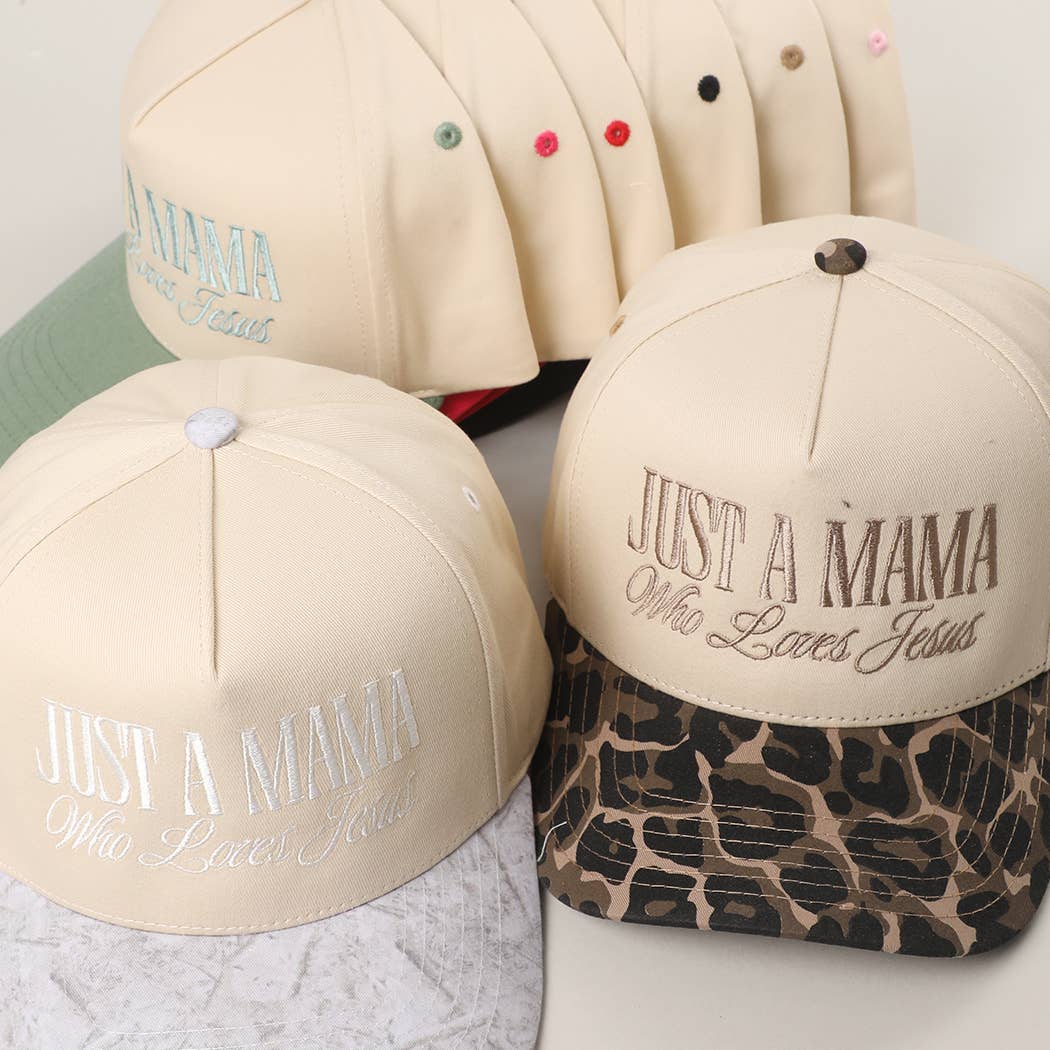 JUST A MAMA WHO LOVES JESUS Embroidery Two-Tone Trucker Hat