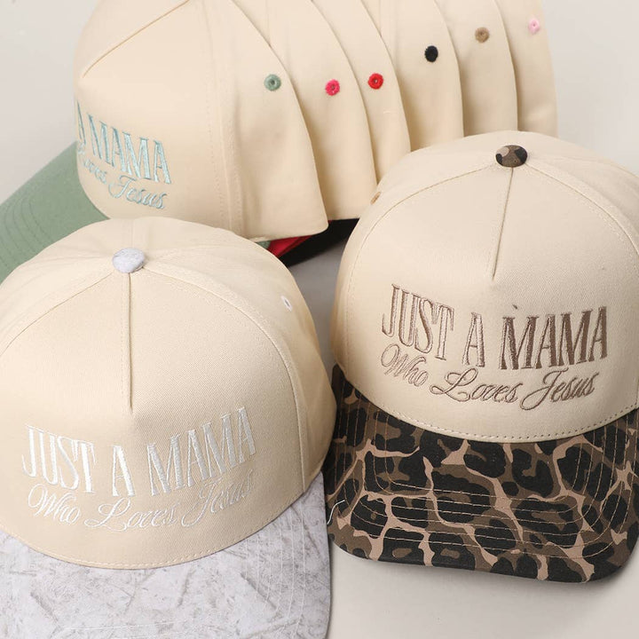 JUST A MAMA WHO LOVES JESUS Embroidery Two-Tone Trucker Hat