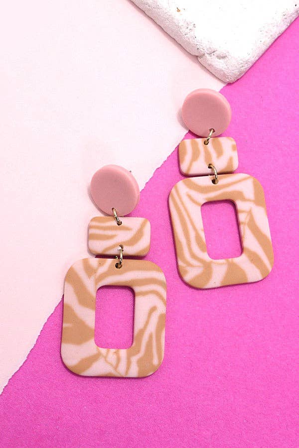 GEOMETRIC POLYMER CLAY DROP EARRINGS