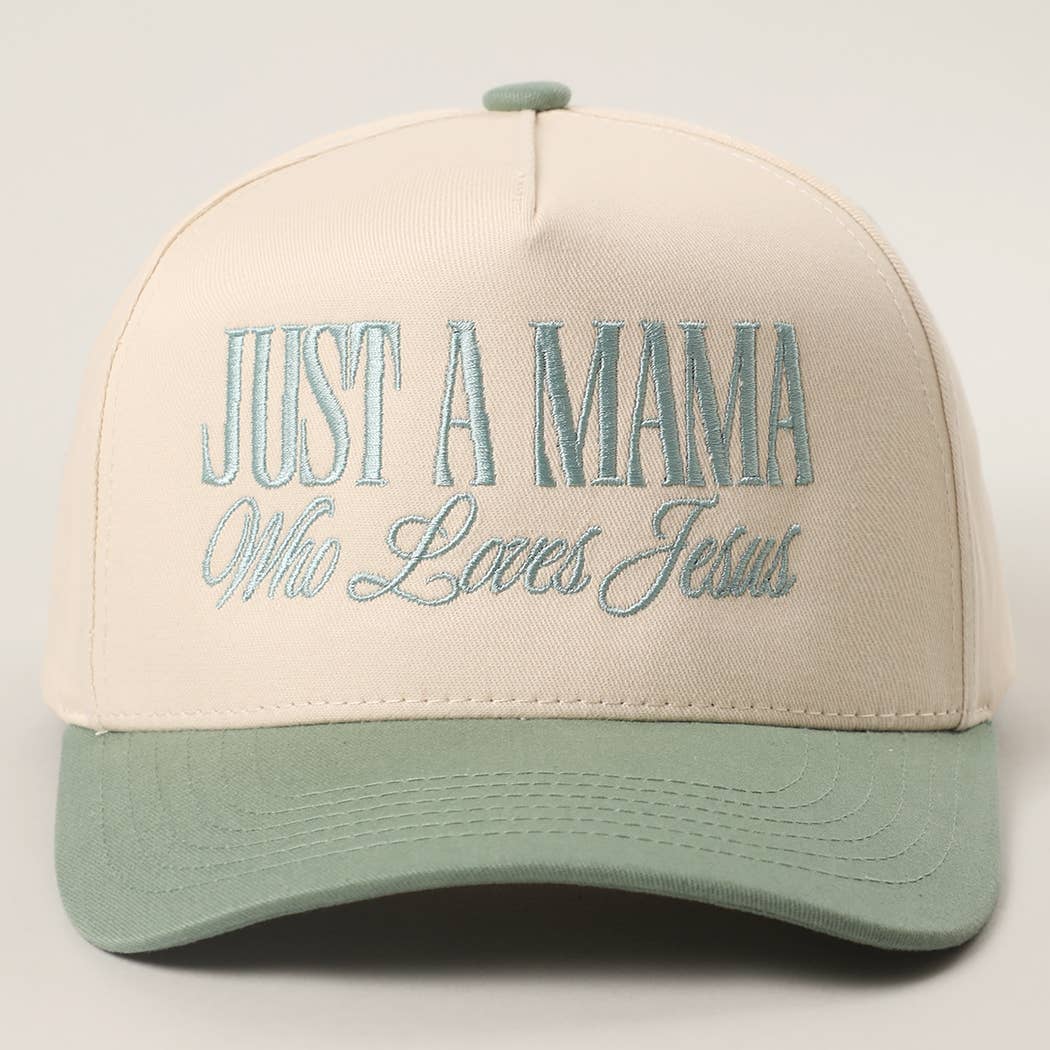 JUST A MAMA WHO LOVES JESUS Embroidery Two-Tone Trucker Hat