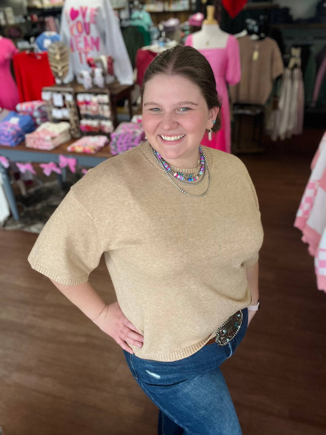 Short Sleeve Relaxed Sweater Top