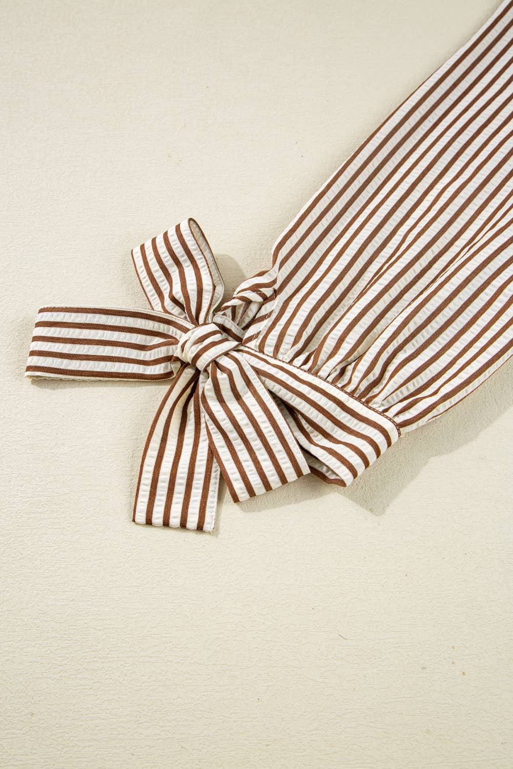 Striped VNeck Knot Bracelet Sleeve Blouse