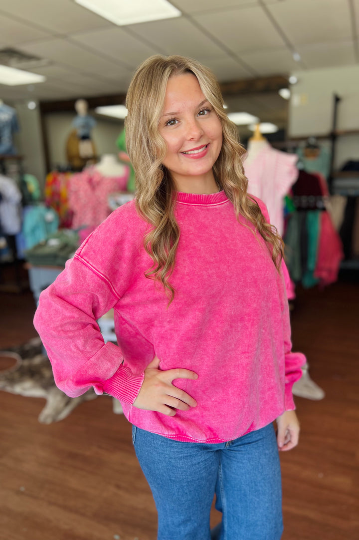 The Coziest Acid Wash Crewneck Sweatshirt