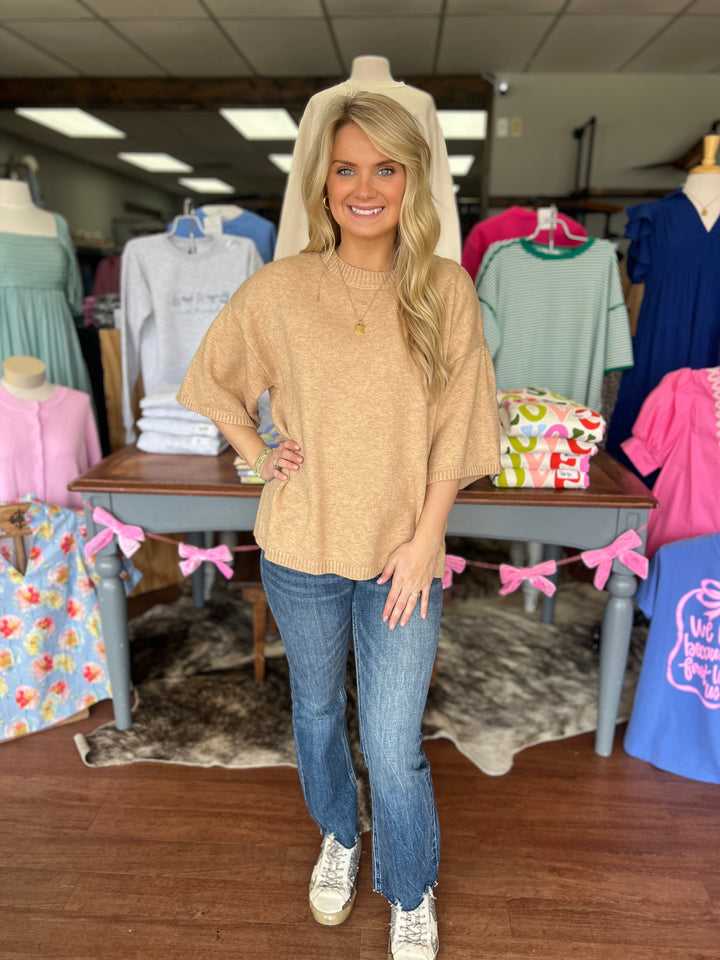 Short Sleeve Relaxed Sweater Top