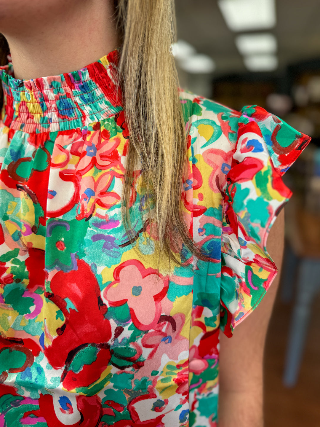 Satin Bold Floral Top