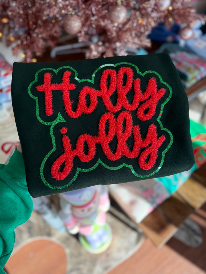 Holly Jolly Patch Forest Green Sweatshirt