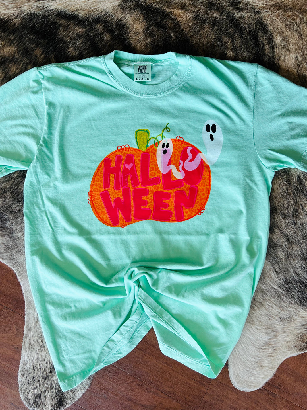 Leopard Pink Halloween Pumpkin Tee