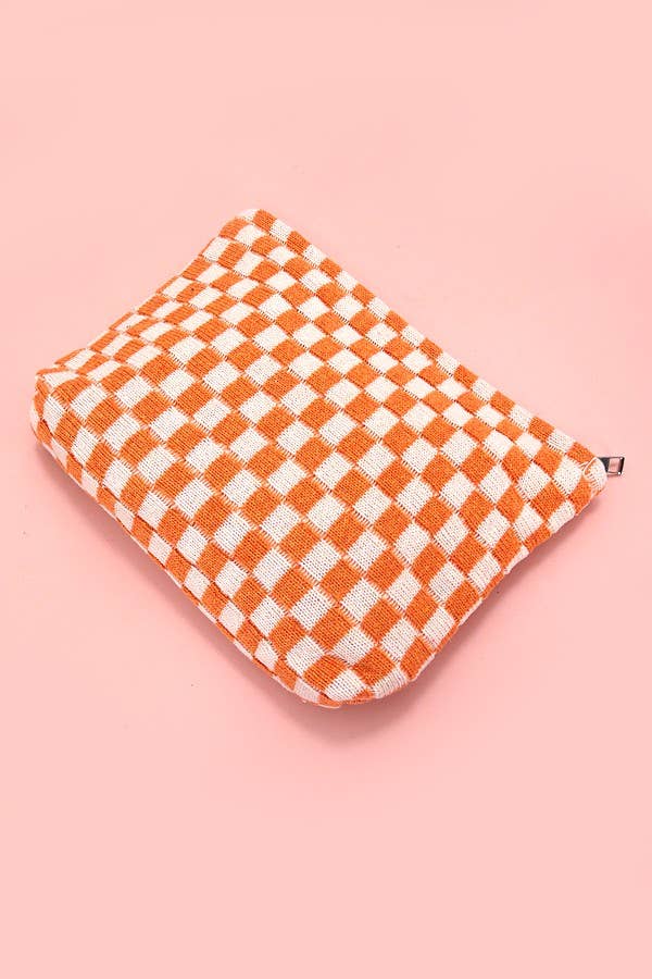 TRAVEL CHECKER MAKEUP COSMETIC POUCH BAG