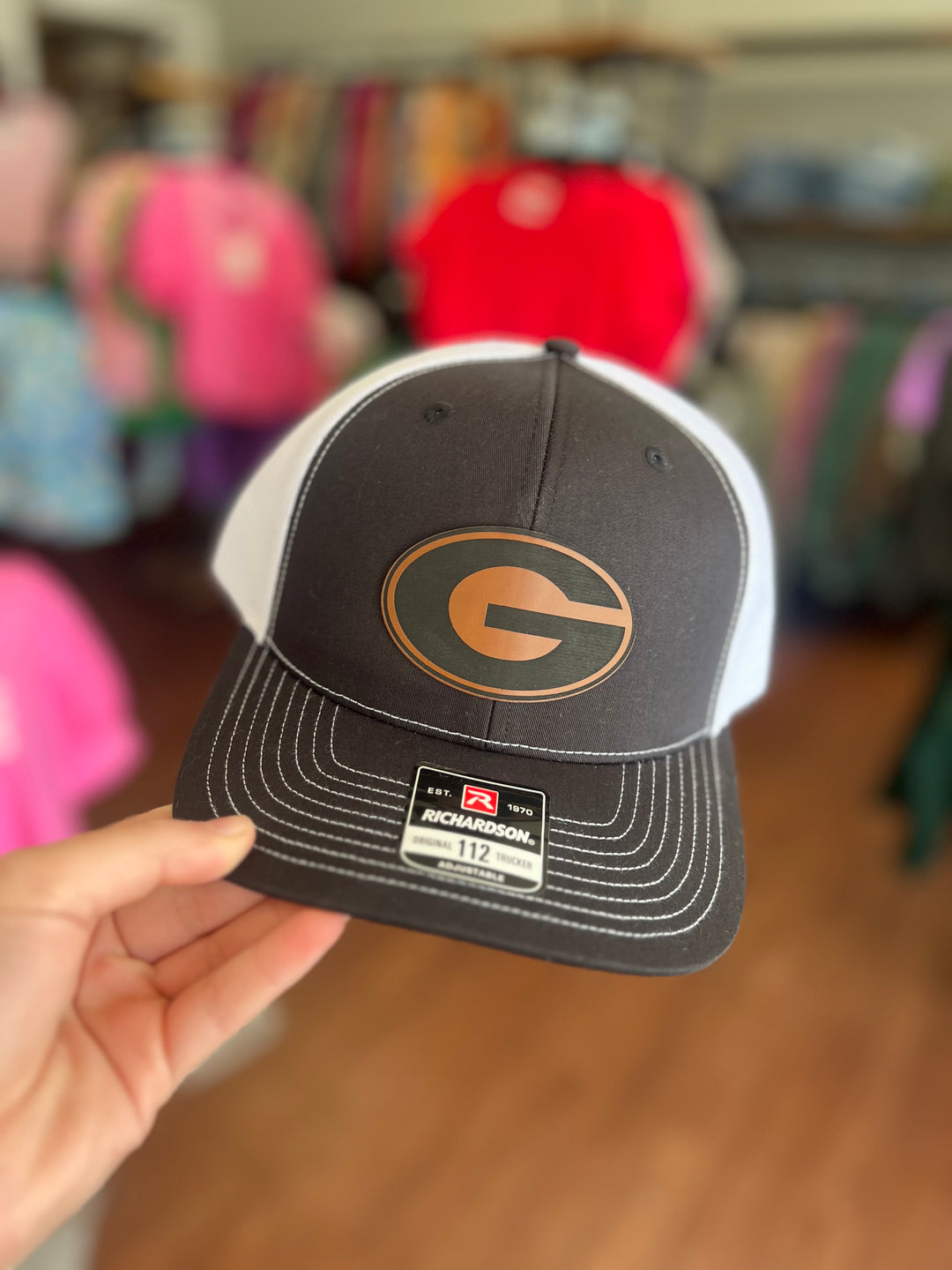 Georgia G Brown Leather Patch Hat (Richardson 112)