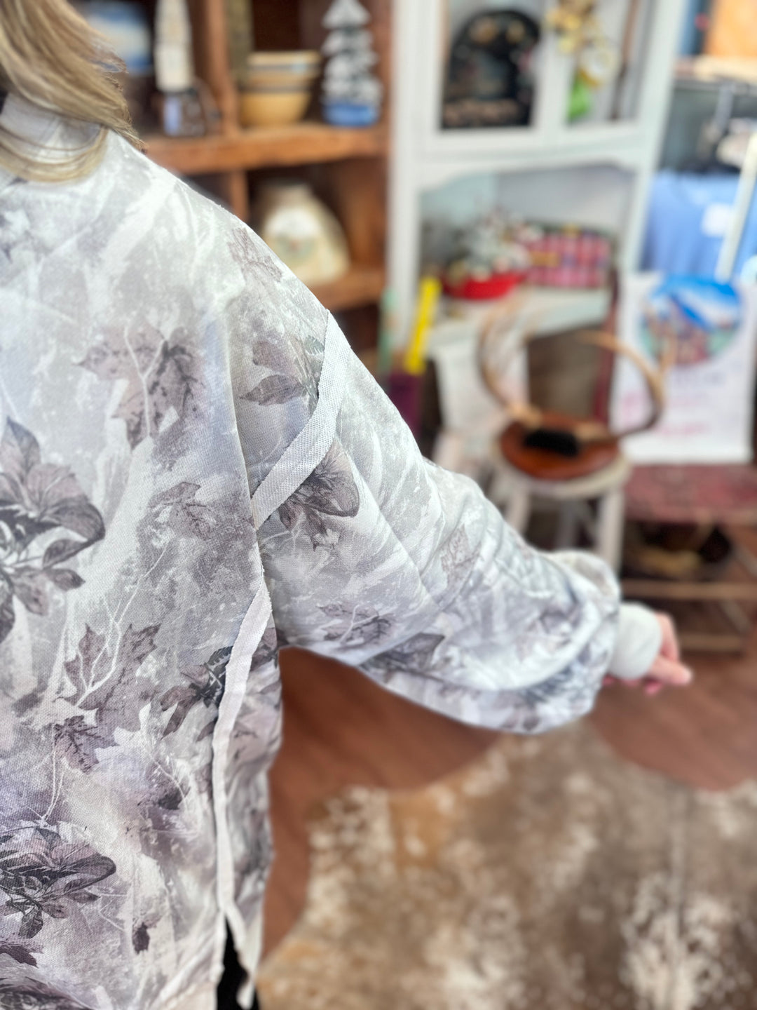 Camo Print Exposed Seam Patchwork Baggy Slit Sweatshirt