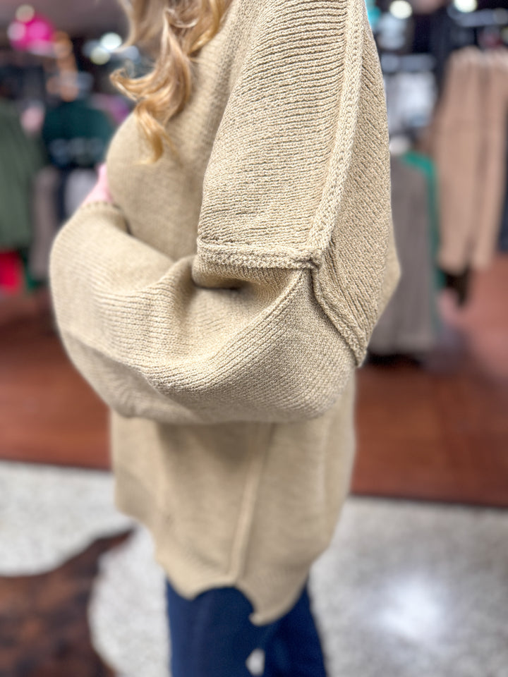 Oversized Basic Solid Sweater Knit Top