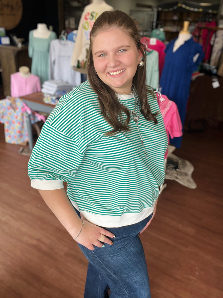 Kammie Striped 3/4 Sleeve Top