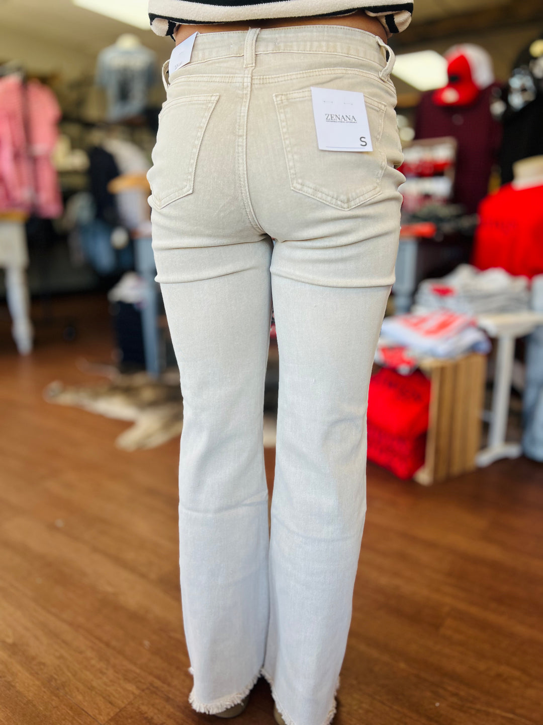 Ashley Acid Wash Frayed Cutoff Bootcut Pants