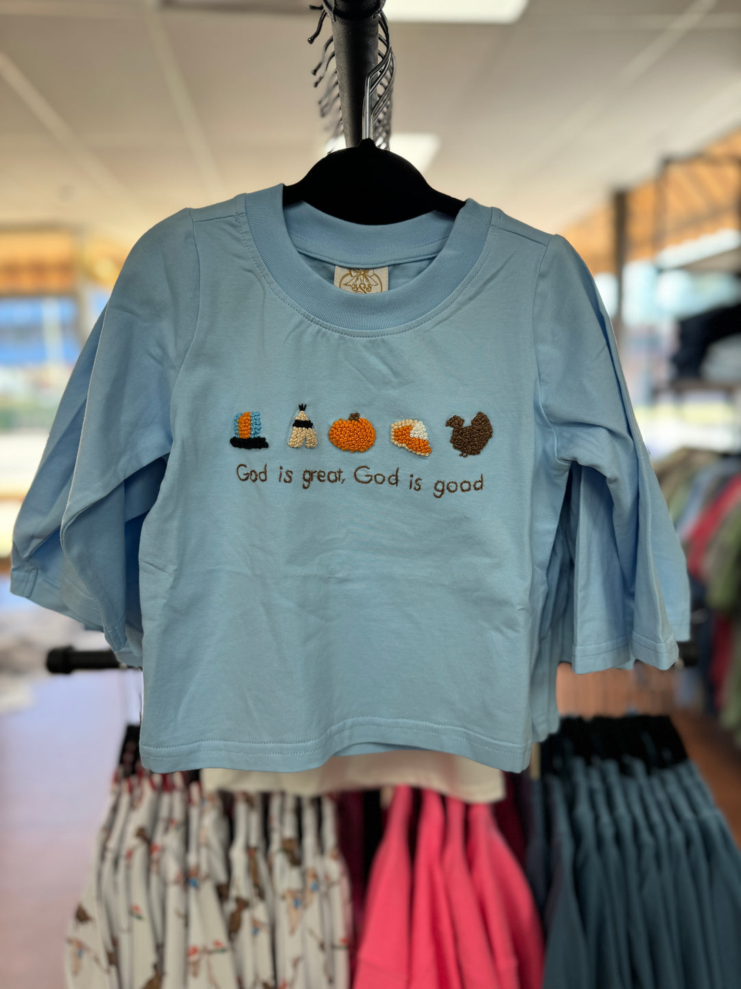 Kids God is Good French Knot Top