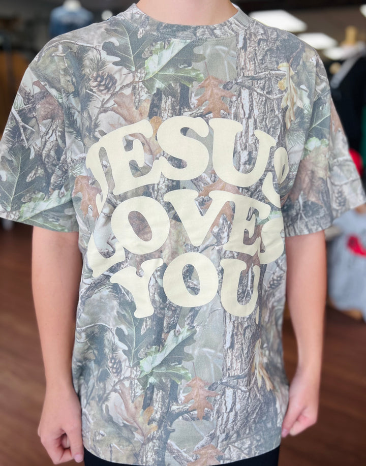 Jesus Loves You Heavyweight Camo Tee || Oversized