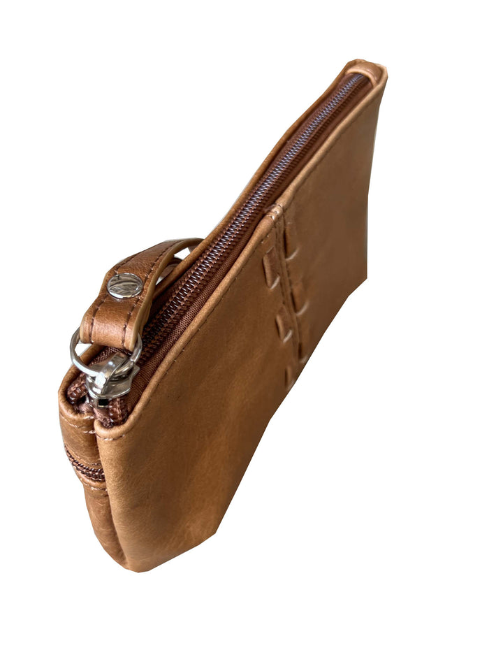 Leather Wristlet Cosmetic Bag