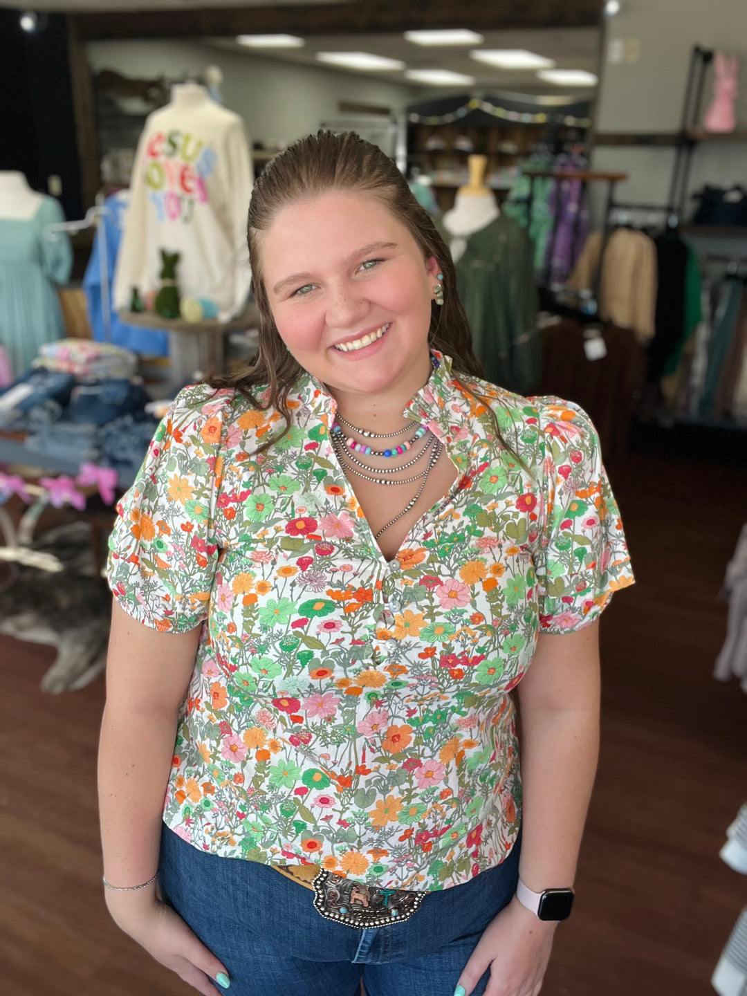 Virginia Floral Button Up Blouse Top