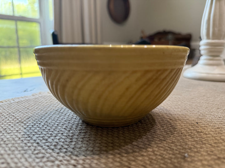 Vintage Yellowware Swirl Patterned Mixing Bowl