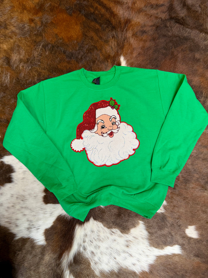 Red Chenille Patch Santa Sweatshirt