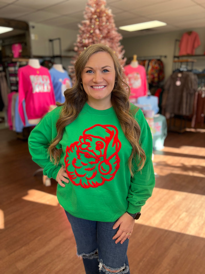 Fluffy Vintage Santa Patch Sweatshirt