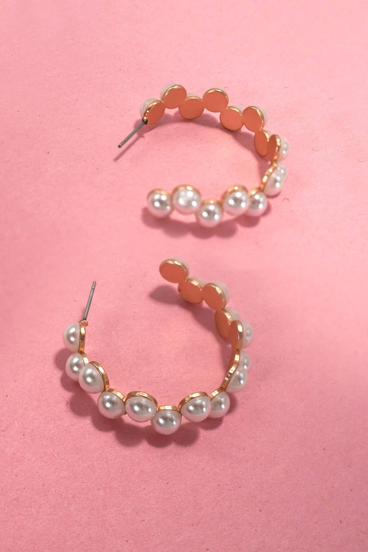 PEARL ZIG ZAG HOOP EARRINGS