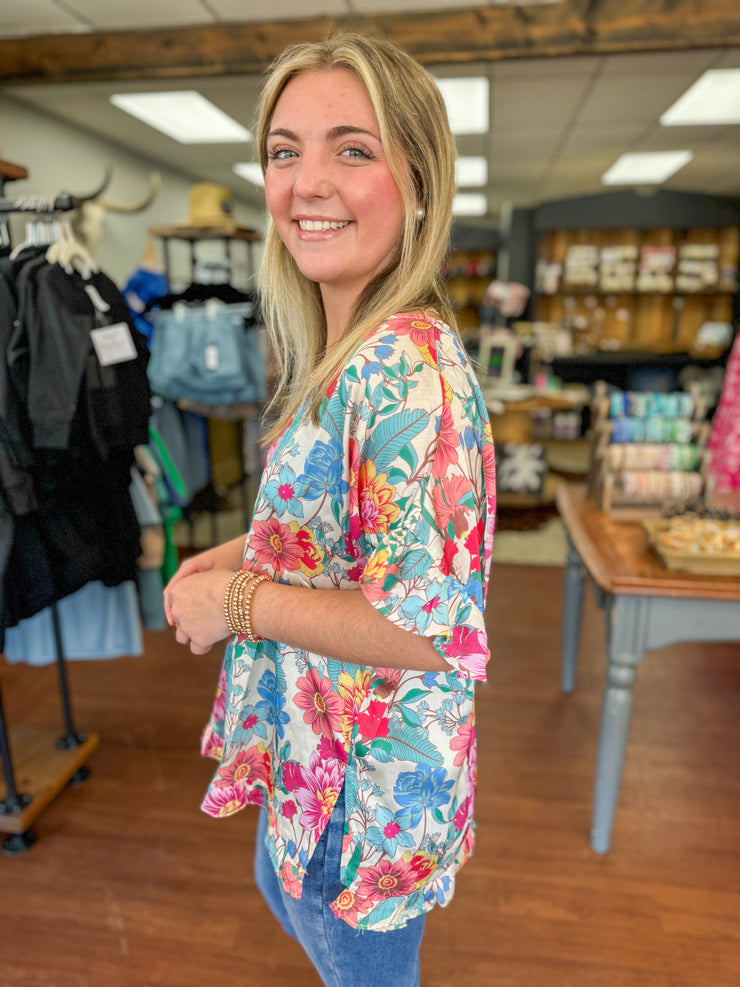 Floral Ruffle Hem Top