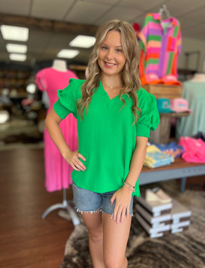 Lettie Top in Kelly Green