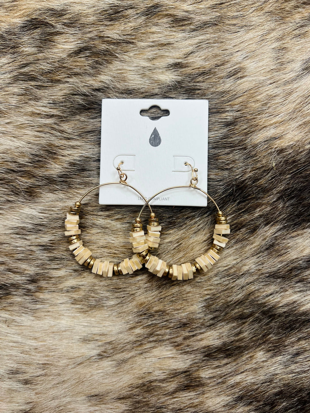 Wood Square Link Wire Earrings